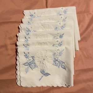Vintage Embroidered and Appliqué Napkins - Set of 6